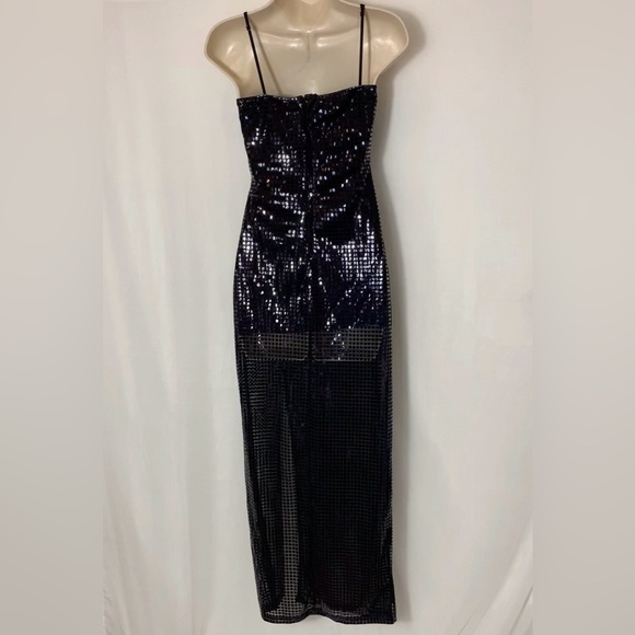 Troika black sheer sequin gown dress with slit - Picture 12 of 14